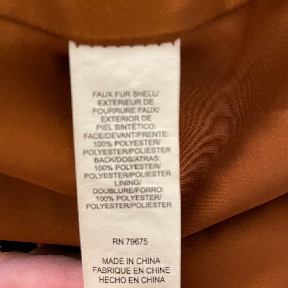 Lucky Brand faux fur zip up jacket. Rust orange color. Size XS - runs large - Picture 9 of 12